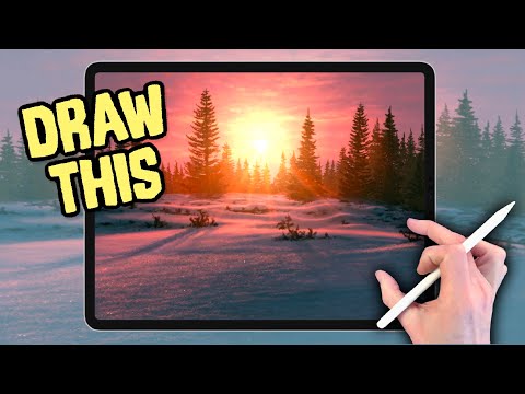 IPAD PAINTING MADE EASY - Snow Sunrise landscape Procreate tutorial