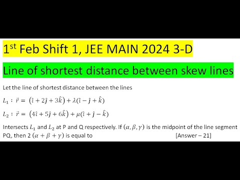Let the line of shortest distance between the lines L_1 ∶ r ⃗= (i ̂+2j ̂+3k ̂ )+λ(i ̂-j ̂+k ̂) L_2 ∶