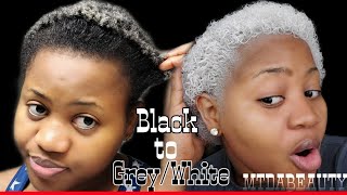 How to:Bleach and Tone hair from Black to Grey/platinum blonde at home|MTDabeauty |ASL