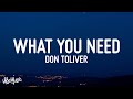Don Toliver - What You Need (Lyrics)