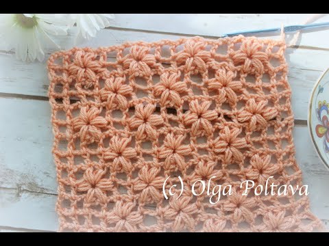 How to Crochet Puffy Flowers Stitch for Scarf or Shawl, Crochet Video Tutorial