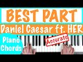 How to play BEST PART - Daniel Caesar ft. H.E.R Piano Chords Tutorial