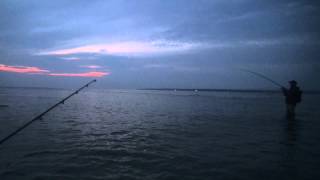 preview picture of video 'Striped bass Fishing at night &  full moon, top water Crane Beach Ipswich MA 7/3/12 fish on! 35 inch'