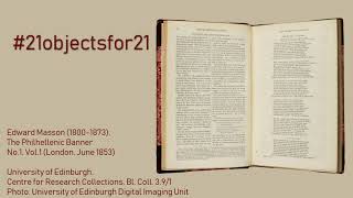 The Philhellenic Banner No.1, Vol.1, 1853 by Edward Masson | presented by Alasdair Grant