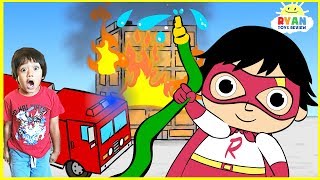 Ryan Fire Fighters Cartoon for kids! Fire Truck Emergency Vehicles Animation for Children