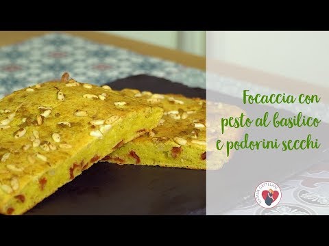 FOCACCIA CON PESTO E POMODORINI SECCHI | Ricetta facile torta salata | Natalia Cattelani