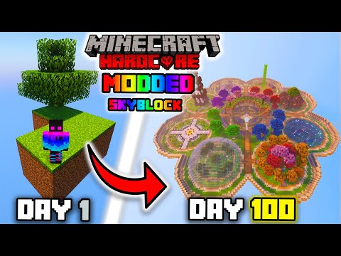 I Survived 100 Days in Modded Skyblock Hardcore!!