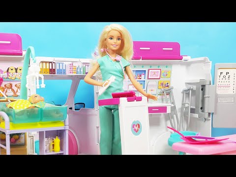Doll Toys and Barbie Playsets; Barbie Ambulance and Barbie Baby Doctor Set