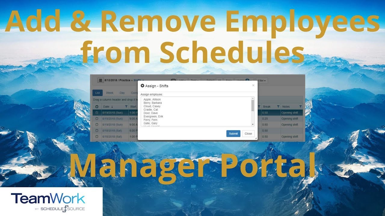 TeamWork 5 Manager Tutorial: How to Assign and Remove Employees from Scheduled Shifts
