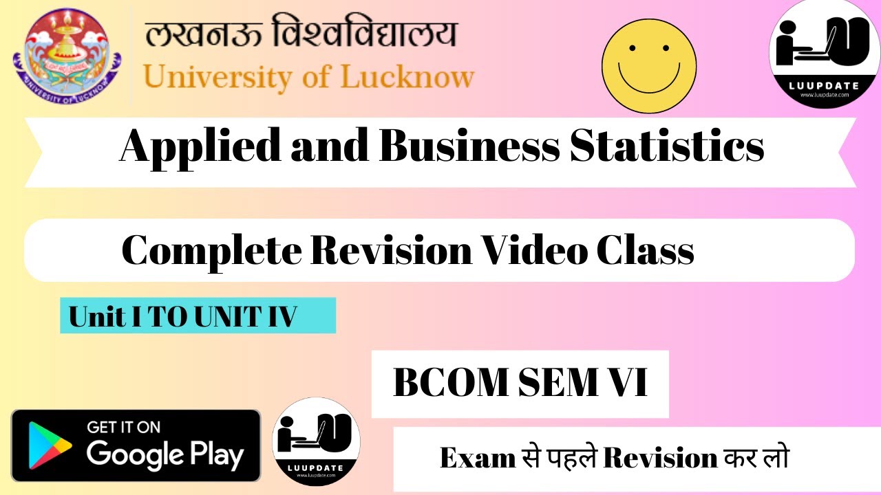 applied business statistics|BCOM SEM VI|Most Important Revision Series|#luupdate