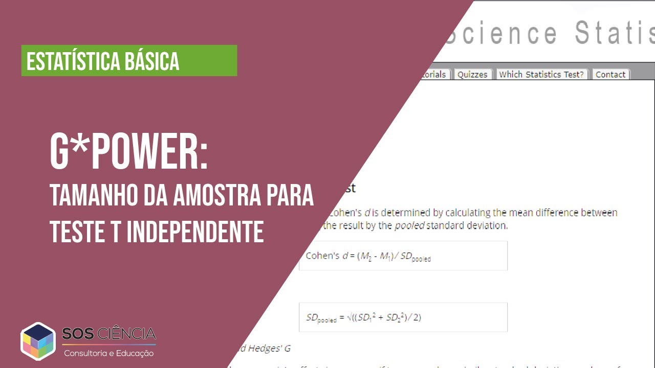 Estatística Básica| G*Power: Como estimar o TAMANHO DA AMOSTRA para o TESTE T INDEPENDENTE?