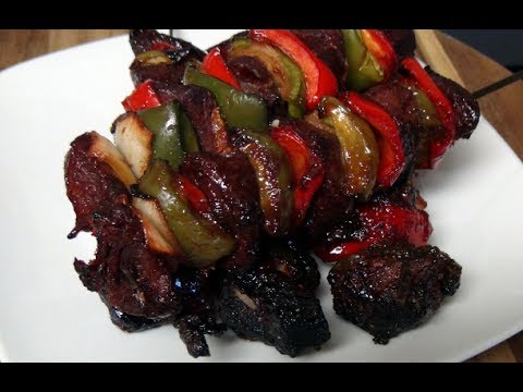 Kalbi Marinated Beef Kabobs in the Pit Barrel