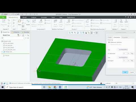Milling operation in CREO manufacturing and generate NC part programme