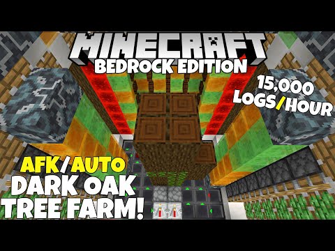 Minecraft Bedrock: Overpowered Dark Oak Tree Farm Tutorial! 15,000 Logs/Hour! MCPE Xbox PC Switch