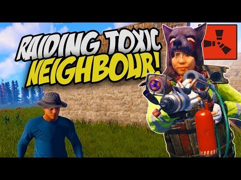 FLAMETHROWER RAIDING MY UNFRIENDLY NEIGHBOUR! - Rust Survival Gameplay