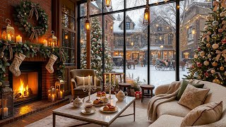 Winter Jazz Coffee Shop 🎶☕ Cozy Fireplace Sounds & Relaxing Holiday Jazz for Calm Focus and Rest