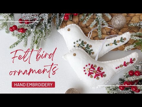 Felt bird ornament - Christmas ornament - Embroidery tutorial for beginners