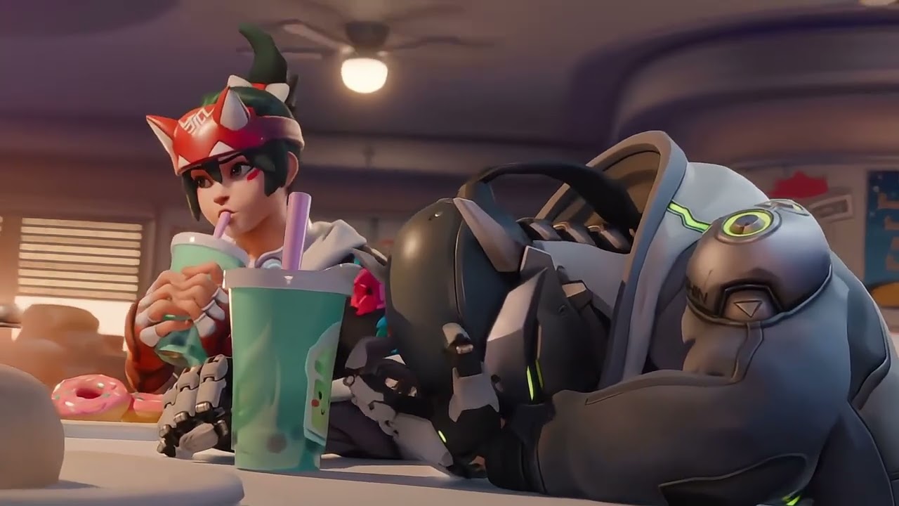 Juno and Genji discuss Dino Nuggets 🦖 #overwatch #overwatch2 #ow2 #animation #shorts #shortsfeed