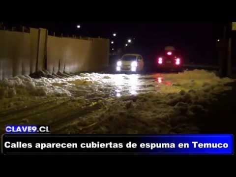 Calles de Temuco aparecieron cubiertas con espuma