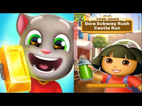 Talking Tom Gold Run Reverse vs Dora Subway Run Android Gameplay YouTube