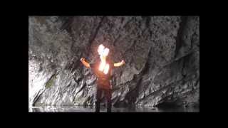 preview picture of video 'Basic Fire Poi Practice - Rydal Cave'