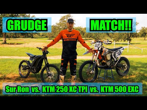 Which is Faster? Surron X Lightbee vs  KTM 250 XC TPI! e-Bike takes on 2-stroke!! Single Track!