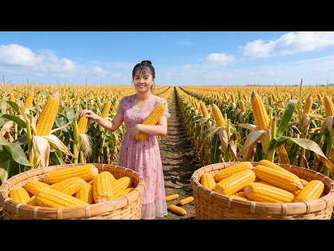 A Peaceful Day on the Farm | Harvesting 10.000+ Giant Sticky Corn Go to Market Sell