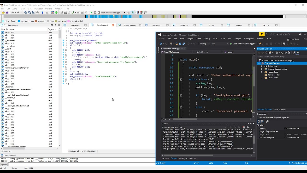 Disassembling a C++ Crackme - using IDA Pro