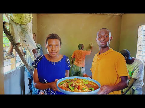 Plastering Day 2 on a Rainy Day 🌧️ + Gypsum Boards for Ceiling 🏡 Beef Biryani Feast 🍲