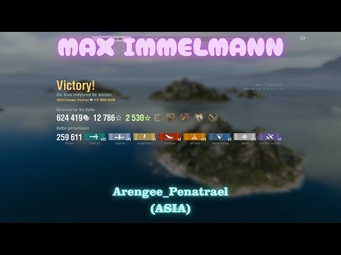 {Replay | 14.5}Tier 10 CV DKM Max Immelmann by Arengee_Penatrael(ASIA) - Damage farming with Gunther
