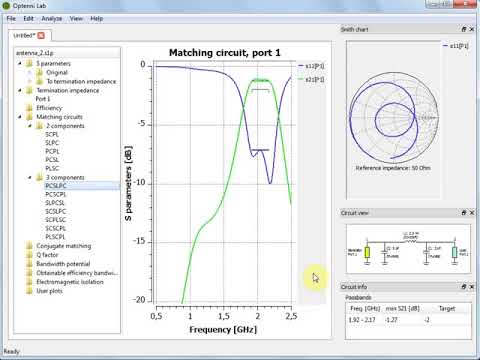 Demonstration of matching circuit optimization in Optenni Lab