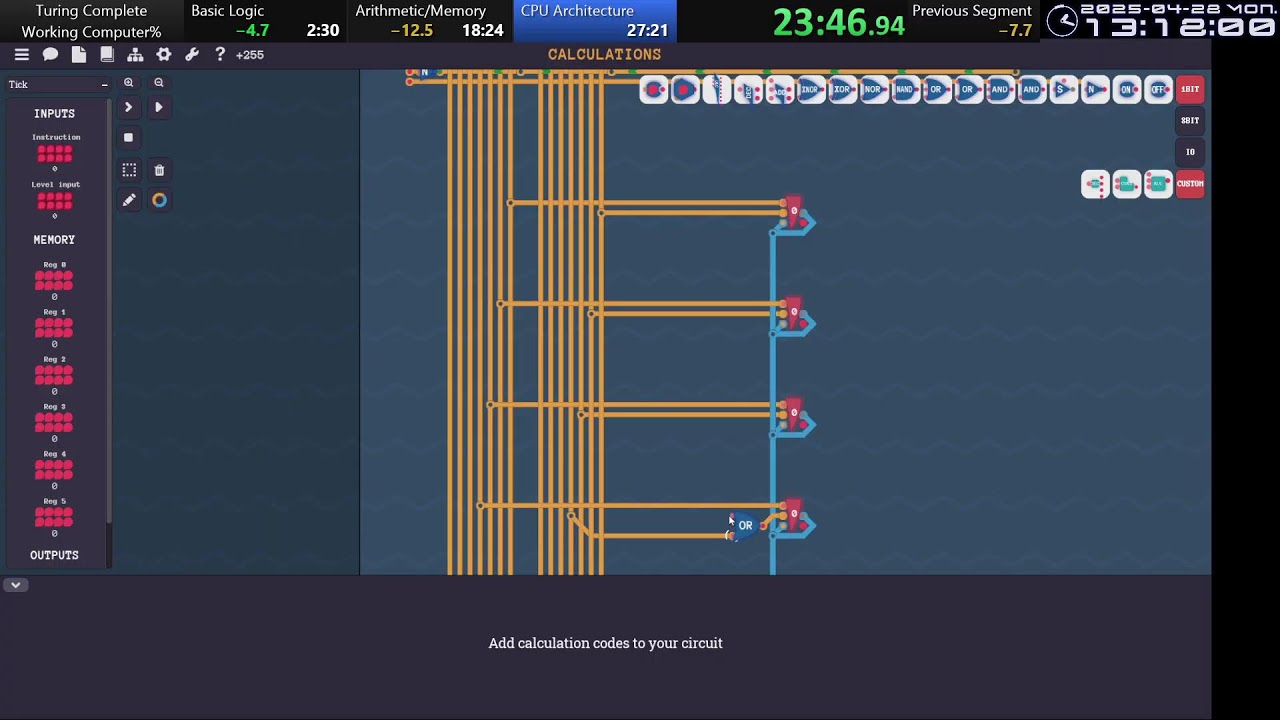 Turing Complete (0.1059 Beta) - Working Computer% Speedrun 26:08