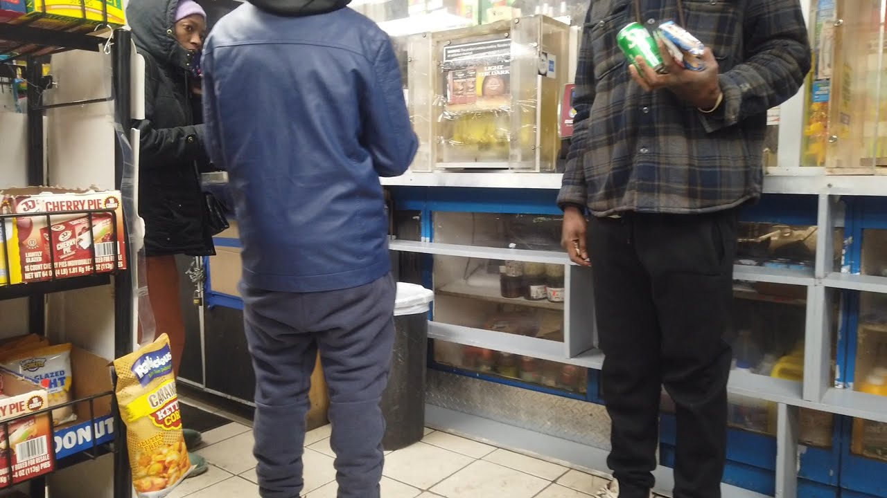 INSIDE DETROIT GAS STATION / HOME DEPOT ON WINTERY NIGHT