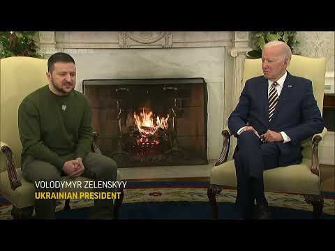 Volodymyr Zelenskyy huddles with Joe Biden as Ukraine war rages