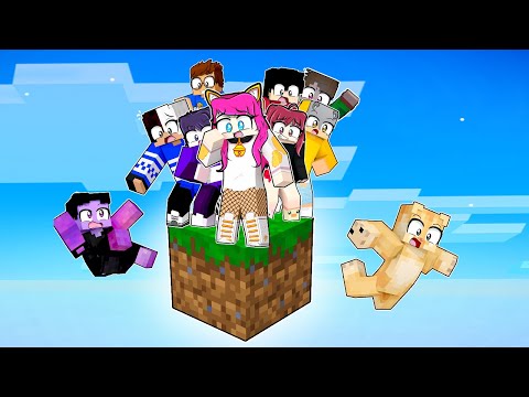 Miauzinha - IMPOSSIBLE TO SURVIVE WITH 10 FRIENDS in 1 BLOCK in MINECRAFT!