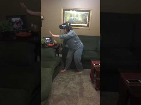 Mom walking VR tightrope