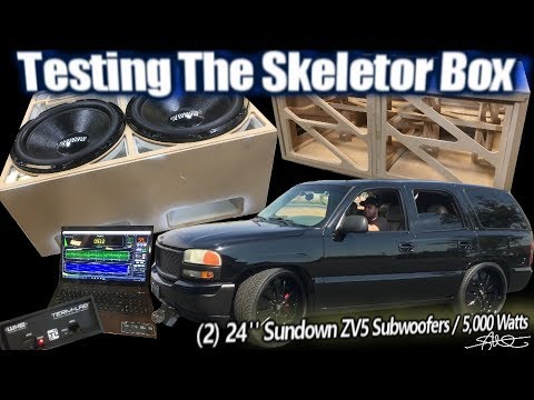The "Skelator" box First SPL Test - 2 Huge 24" Sundown ZV5 Subwoofers 2 2500 Watt Amps