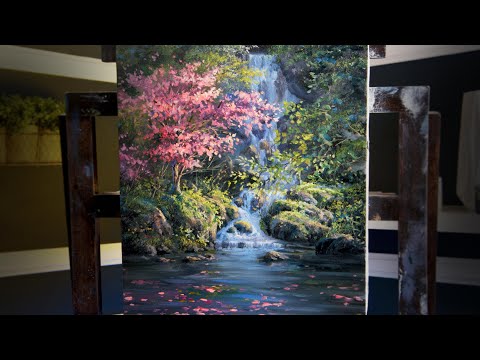 Flowering Tree & Waterfall | Paint with Kevin ®