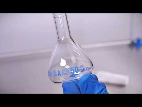 130/A/50 Glassco, Volumetric Flask, Class A, Plastic Stopper, ISO 1042 With Batch Certificate, Borosilicate Glass Unboxing