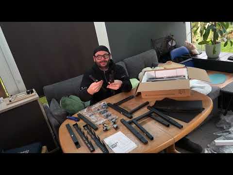 OYRREU TV Stand Rollable with bracket & storage space, fabric drawer 32-55“ Unboxing & instructions