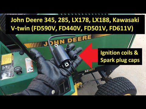 John Deere 345, 285, LX187, LX188 Ignition Coils, Spark Plug Caps; Kawasaki FD590V & other V-twin