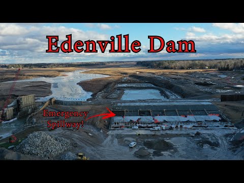 Edenville Dam Emergency Spillway Work Rapid Progress- Tobacco DEMOLITION - Drone - Dam Collapse