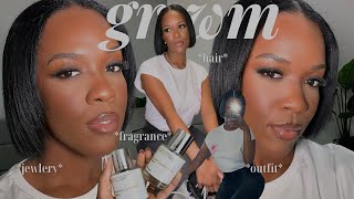 GRWM Girls Night Out | Flawless Simple Makeup + Sleek Natural Bob + Jewelry + Fragrance & Outfit!