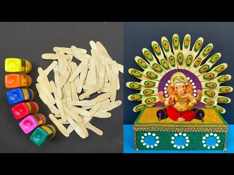 Ganpati Decoration Craft Using Ice Cream Sticks/Best Ganesh Chaturthi Home Decoration/Ganpati Bappa 