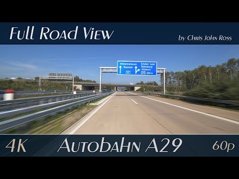 Autobahn (A29): RP Bornhorster Wiesen - Kreuz Oldenburg-Nord - Rastede - RP Beckhauser Büsche - 4K