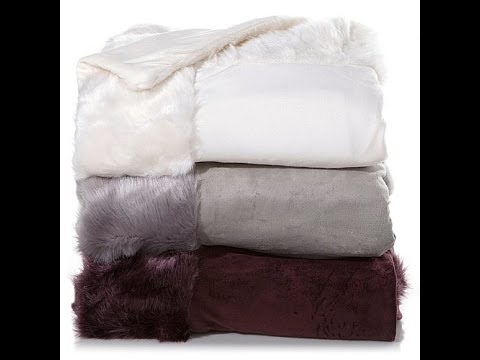 A by Adrienne Landau Faux Mink Fur Border Throw