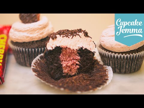 Chocolate, Cherry & Coconut Valentine's Cupcake Recipe | Cupcake Jemma