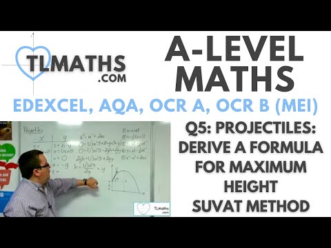 A-Level Maths: Q5-18 Projectiles: Derive a Formula for Maximum Height SUVAT Method
