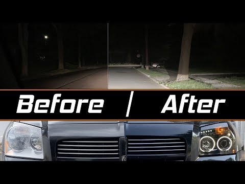 Auxbeam W-Series LED bulbs with Spyder Tinted Headlights for the Magnum