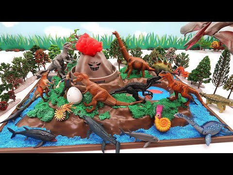 Dinosaur Volcano Adventure - Jurassic World T-Rex Stegosaurus Indominus Toys For Kids 화산